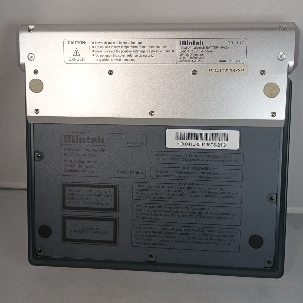 Mintek MDP-1770 Portable DVD Player 7in TFT Screen DVD Silver Tested Plays - Picture 8 of 10